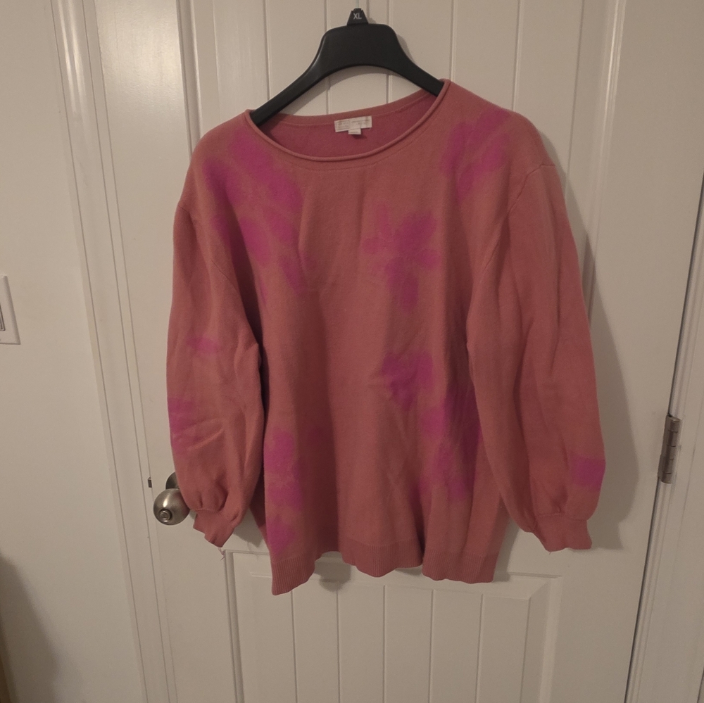 Pink Crew Neck Top with Relaxed Fit